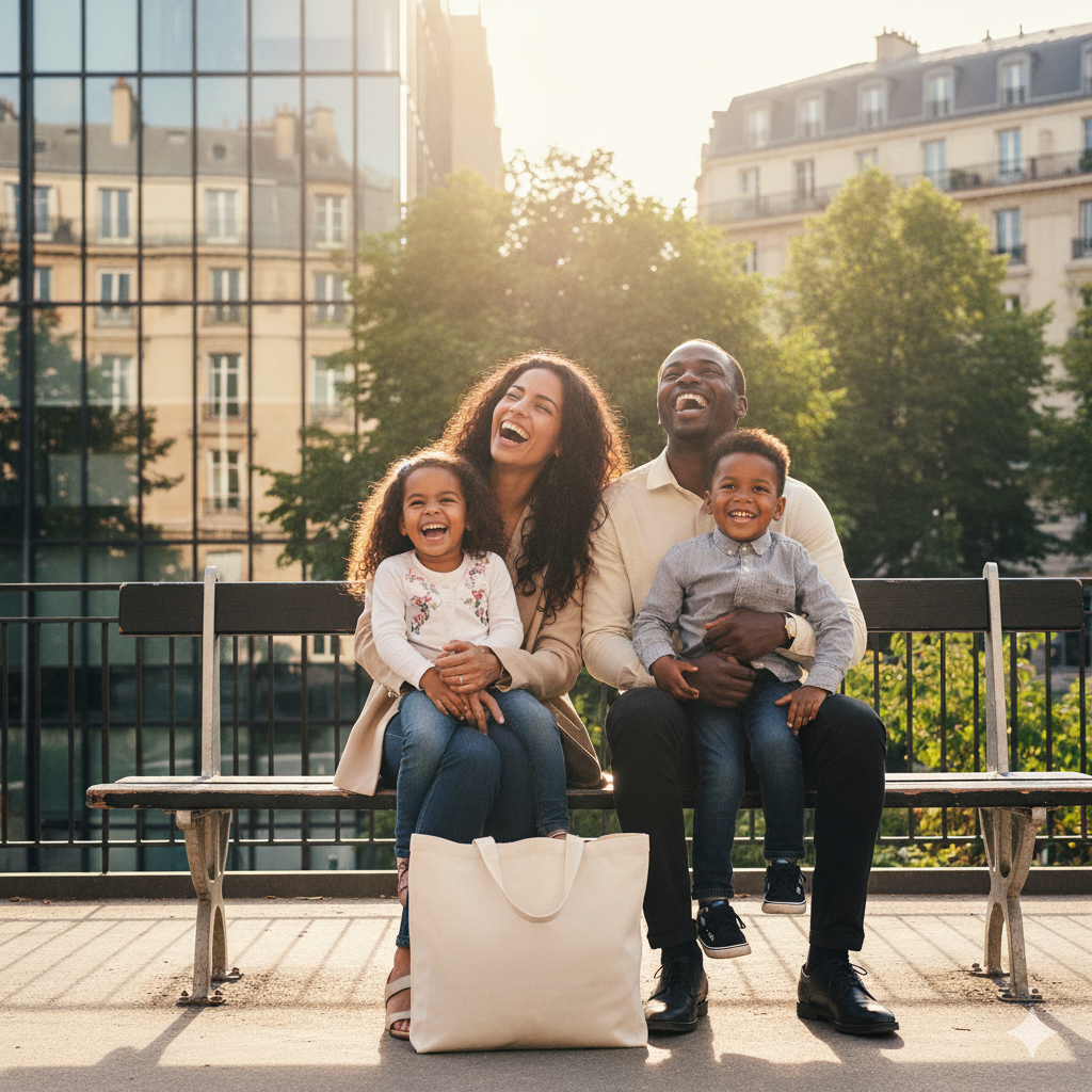 Famille souriante investissant en SCPI